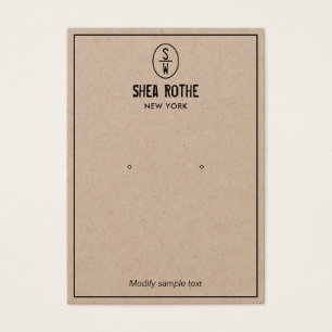 Tarjeta de visualización de monograma Kraft con es