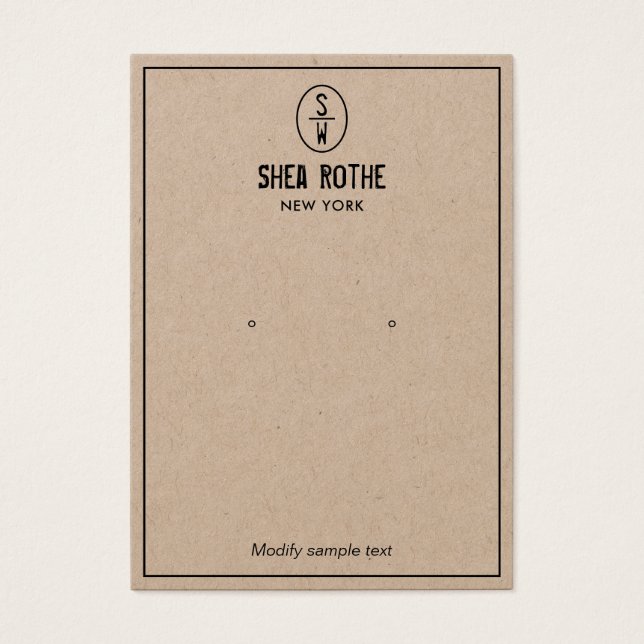 Tarjeta de visualización de monograma Kraft con es (Frente)