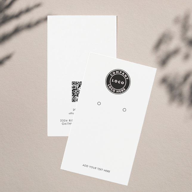 Tarjeta de visualización de patrón de código QR co (Business Logo and QR Code Earrings Display Vertical Card)