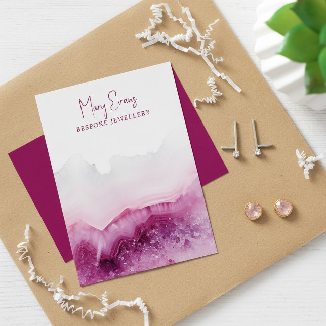Tarjeta de visualización de pendientes de agudos r (Deep Pink agate earring display card.)