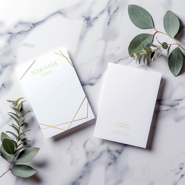 Tarjeta de visualización de pendientes geométricas (Gold geometric frame, simple and modern earring display holder.)