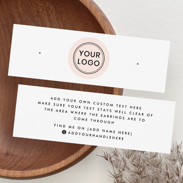 tarjeta de visualización de trenzado de logotipo d (Blush pink circle logo stud earring display card)