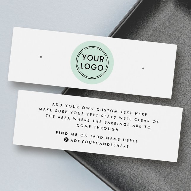 Tarjeta de visualización de trenzado de logotipo d (Mint green circle logo stud earring display card)