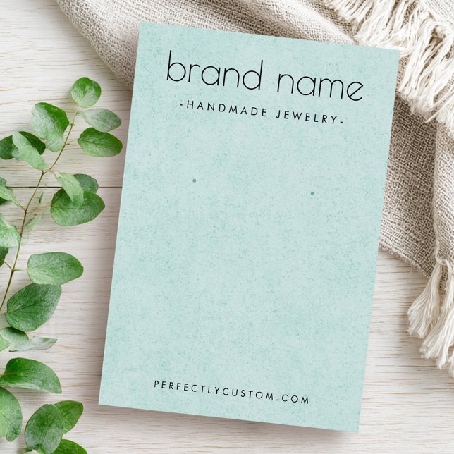 Tarjeta de visualización del anillo de amarre azul (Soft light aqua blue texture earring display card)