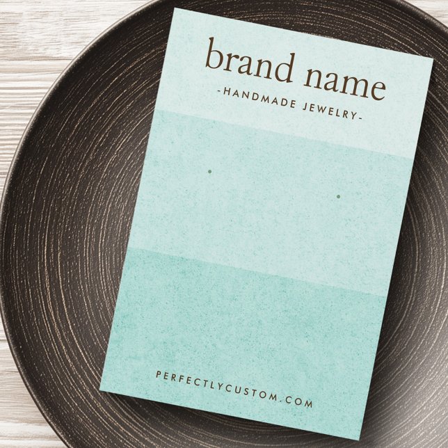 Tarjeta de visualización del anillo de amarre azul (Ombre light aqua blue texture earring display card)