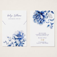 Tarjeta de visualización del collar de flores azul