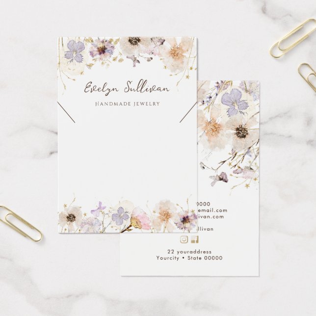 Tarjeta de visualización del collar de flores silv (Oficina)