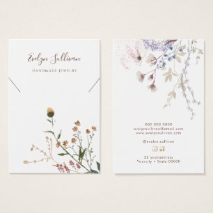 Tarjeta de visualización del collar de flores silv