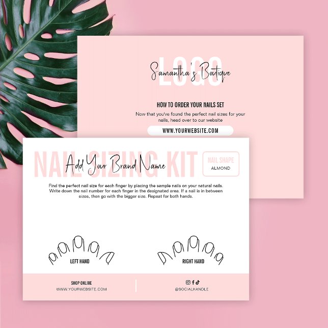 Tarjeta de visualización del kit de nivelación de  (Modern blush pink and white nails display cards for artificial nails)