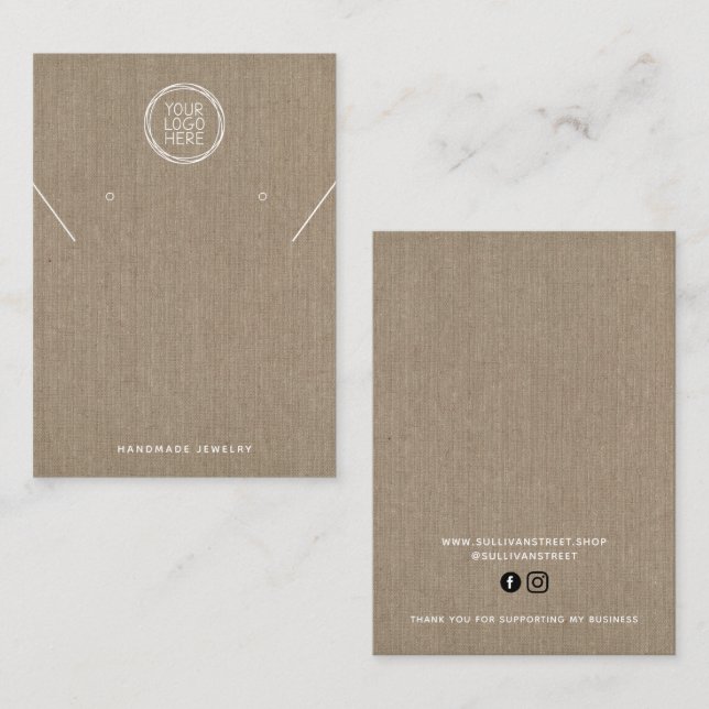 Tarjeta de visualización del logotipo Burlap Neckl (Anverso / Reverso)