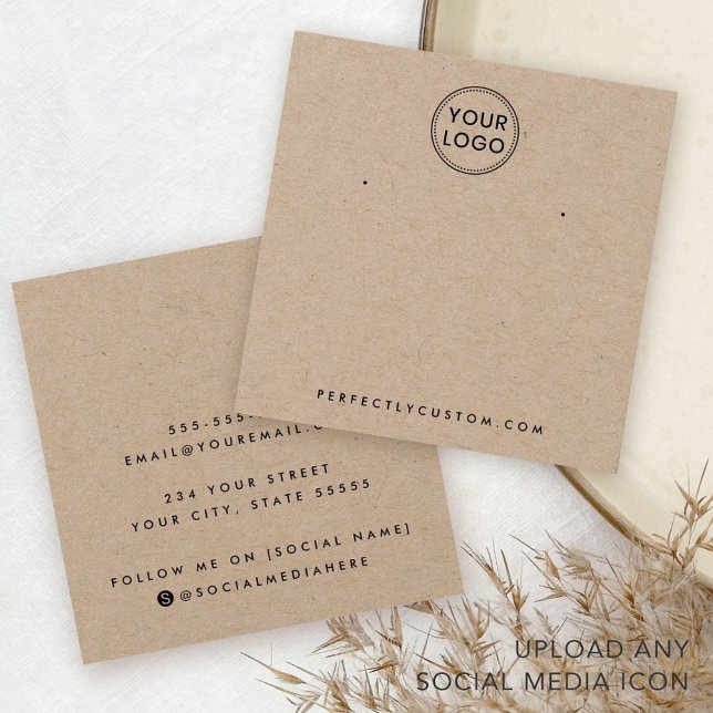 Tarjeta de visualización del logotipo del personal (Kraft paper custom logo earring display card)
