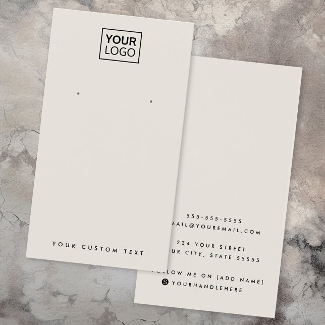 Tarjeta de visualización del logotipo del personal (Light tan brown custom logo earring display card)
