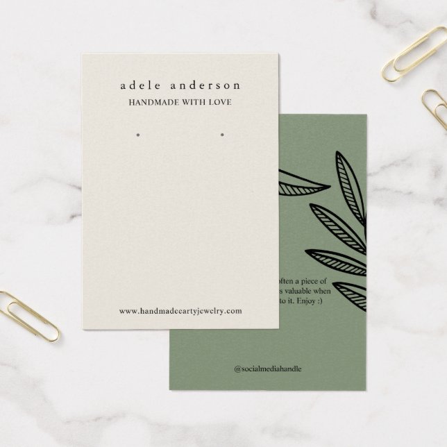 Tarjeta de visualización Earthy Leaf Jewelry Earri (Oficina)