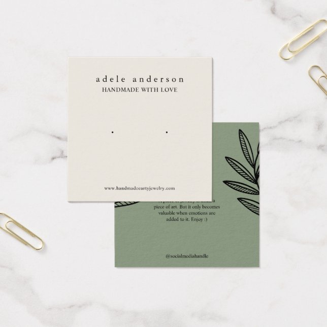 Tarjeta de visualización Earthy Leaf Jewelry Stud (Oficina)