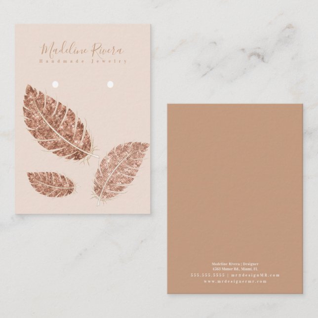 Tarjeta de visualización Fethers Faux Gold Artisan (Anverso / Reverso)