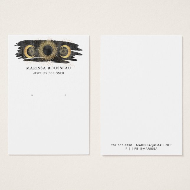 Tarjeta de visualización Gold Black Sun Moon Star  (Anverso y reverso)