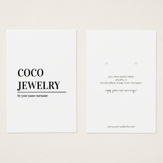 Tarjeta de visualización minimalista de joyas de l (Anverso y reverso)