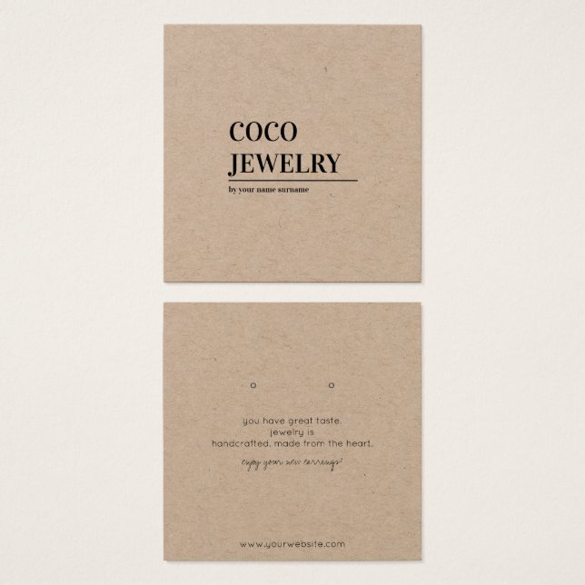 Tarjeta de visualización minimalista de joyas de l (Anverso y reverso)