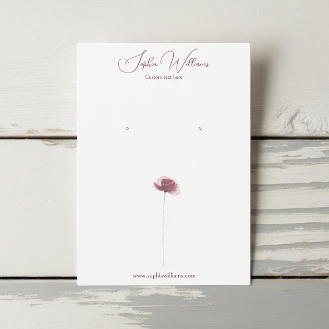 Tarjeta de visualización minimalista de joyería de (minimalist earring simple poppy display card)