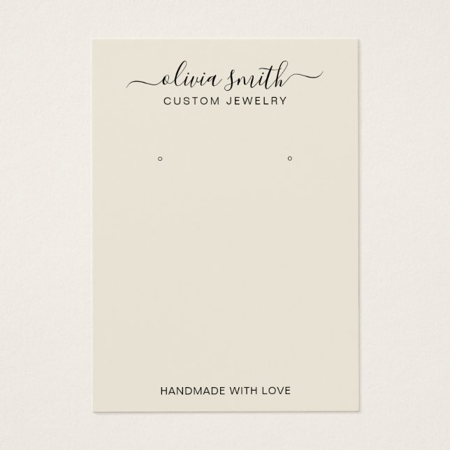 Tarjeta de visualización moderna de joyas de crema (Frente)