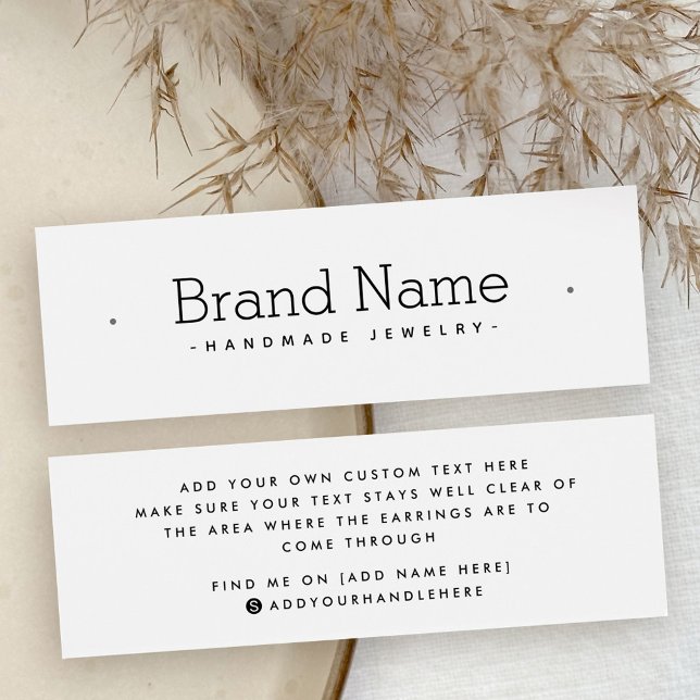 Tarjeta de visualización moderna de pendiente míni (Modern serif minimal stud earring display card)