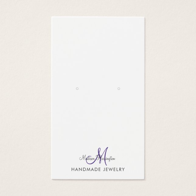 Tarjeta de visualización Monograma Violeta Púrpura (Frente)