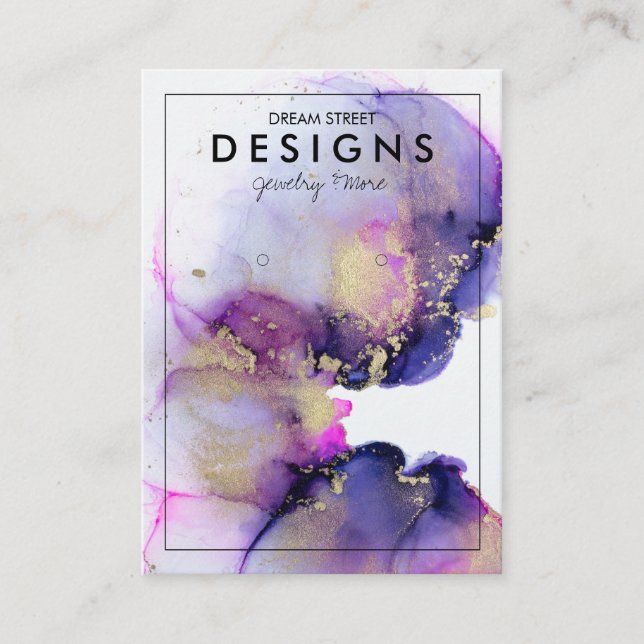 Tarjeta de visualización Purple Watercolor Gold Ea (Anverso)