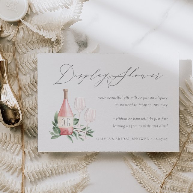Tarjeta de visualización Rosé Wine Bridal Shower G (Subido por el creador)