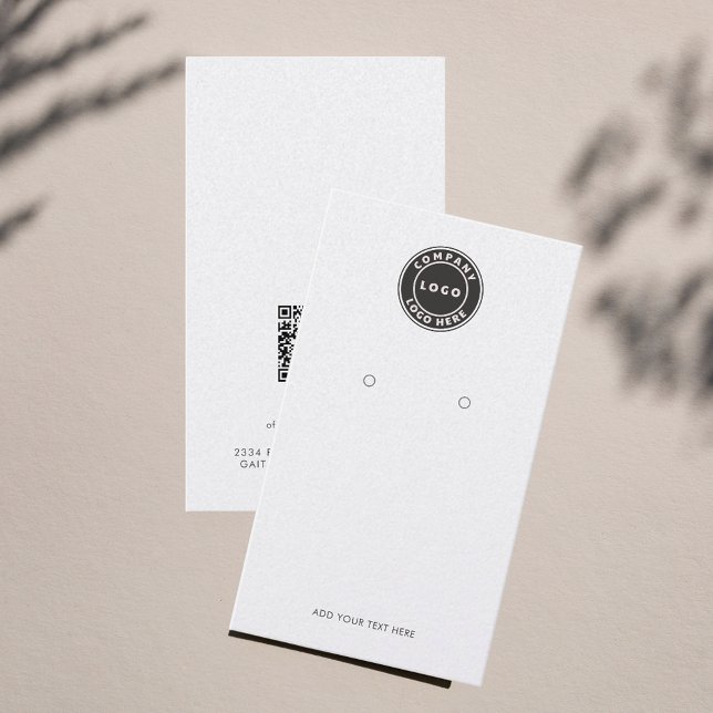 Tarjeta de visualización sencilla de logotipo y có (Business Logo with QR Code Earrings Display Card)