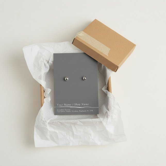 Tarjeta de visualización simple de los pendientes  (Simple flat grey earring display card.)