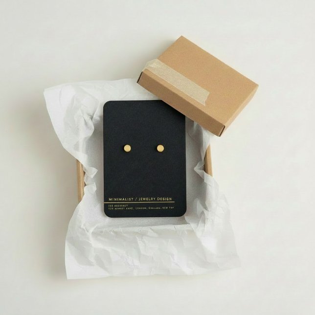 Tarjeta de visualización simple para auriculares m (Simple gold minimalist earring display card.)