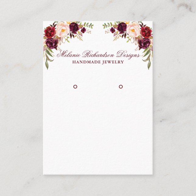 Tarjeta de visualización Watercolor Burgundy Flora (Anverso)