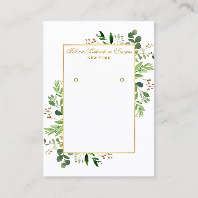 Tarjeta de visualización Watercolor Greenery Gold  (Anverso)