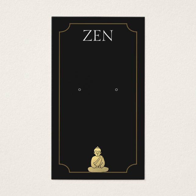 Tarjeta de visualización Zen Buddha Black Earring (Frente)