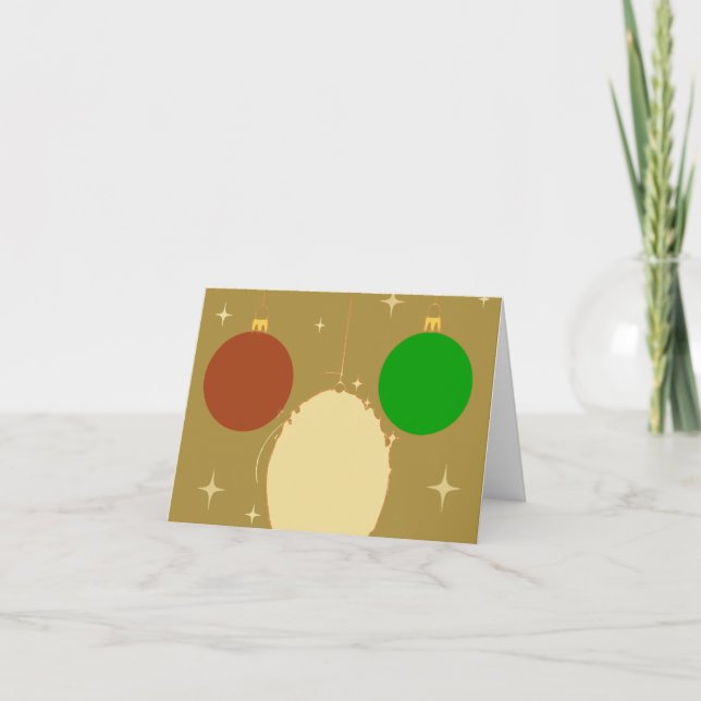 Tarjeta de Voeux Dorée Boules de Noël Chic (Anverso)