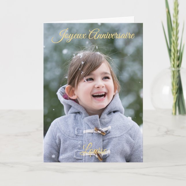 Tarjeta de Voeux Photo Personnalisé Joyeux Anniversario (Anverso)