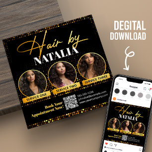 Tarjeta de Volante Digital para Peluquero Elegante