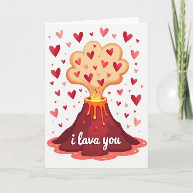 Tarjeta de Volcán de Amor Divertido 'Te Amo' (Anverso)