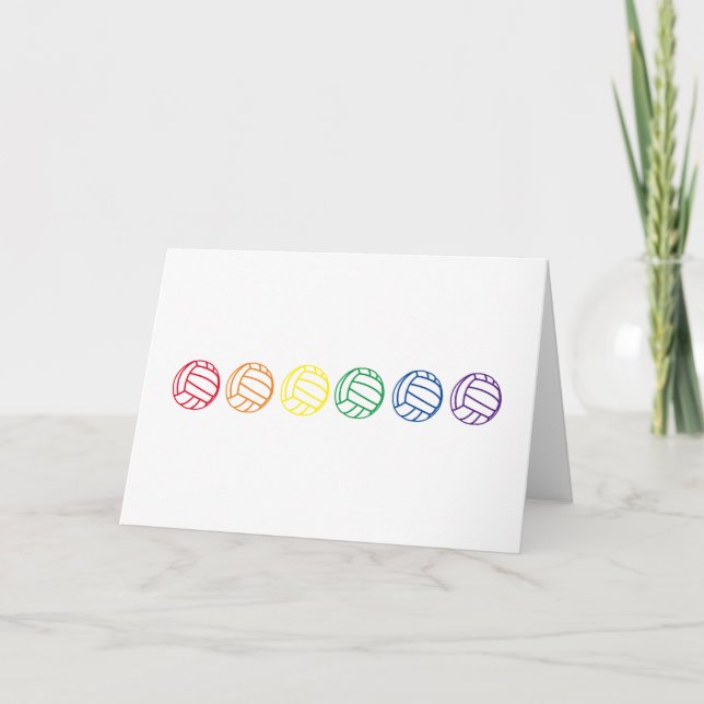 Tarjeta de voleibol arcoiris en blanco (Anverso)
