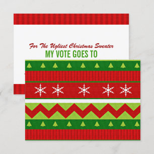 Tarjeta de votación de suéter de Navidad feo