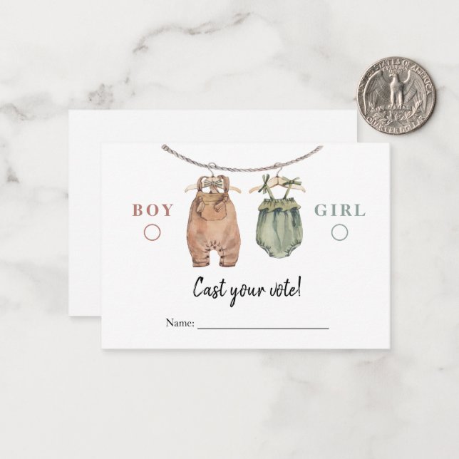 Tarjeta de votación para revelación de género Ropa (Anverso/Reverso In Situ)