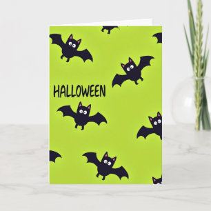 Tarjeta de vuelo de murciélago de Halloween