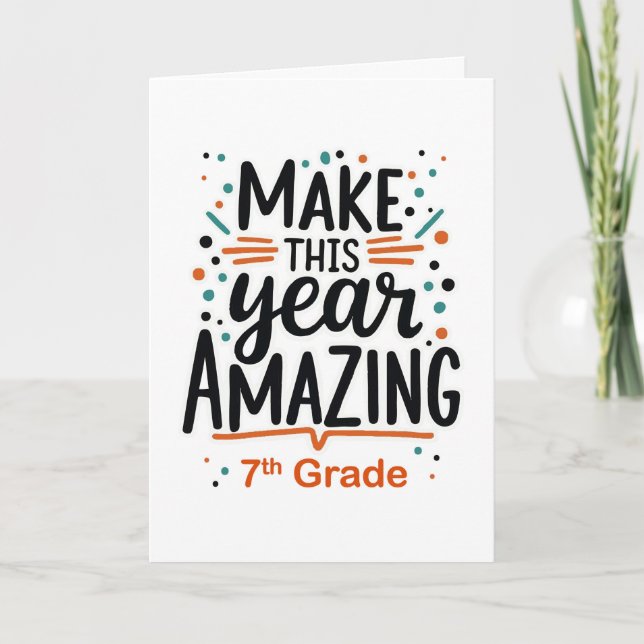 Tarjeta De vuelta a la escuela en séptimo grado hace este  (Anverso)
