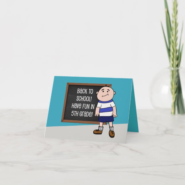 Tarjeta De vuelta a la escuela estudiante de quinto grado (Anverso)