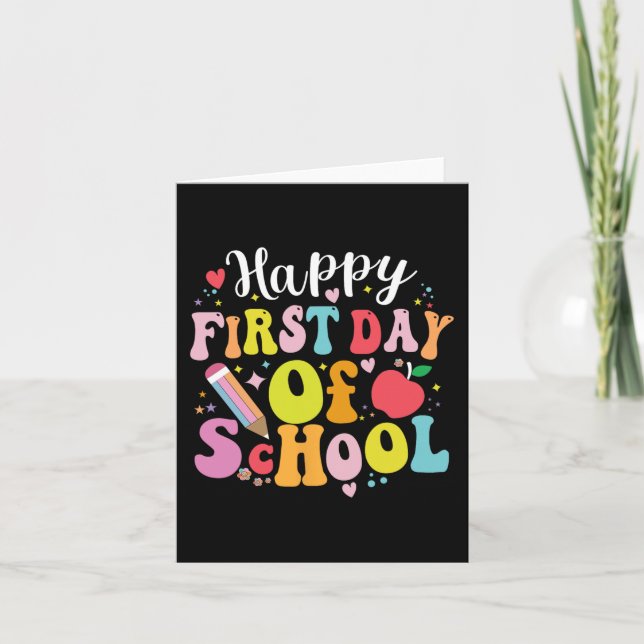 Tarjeta De Vuelta A La Escuela Estudiantil Feliz Primer Dí (Anverso)