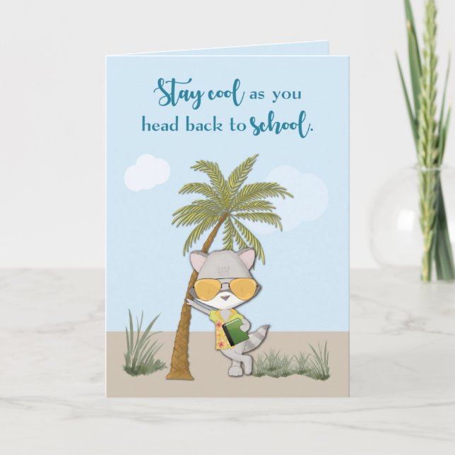 Tarjeta De vuelta a la escuela Guay Raccoon gracioso en le (Anverso)
