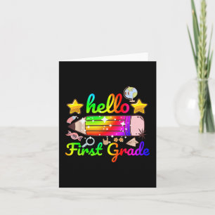 Tarjeta De vuelta a la escuela Hola primer grado Equipo pr