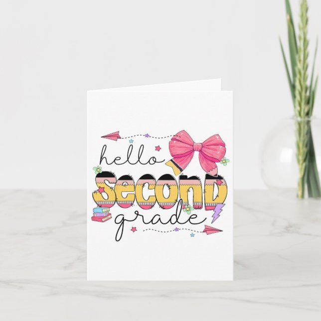 Tarjeta De vuelta a la escuela Hola profesora de segundo g (Anverso)