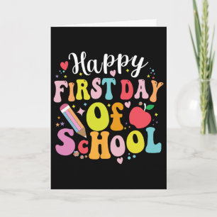Tarjeta De vuelta a la escuela maestro estudiante feliz pr