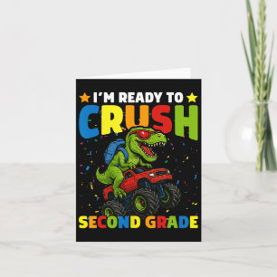 Tarjeta De vuelta a la escuela Niño Dinosaurio Estoy listo